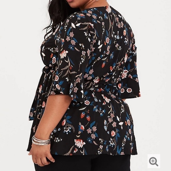 Torrid Lilly Black Floral Challis Blouse - Picture 3 of 9